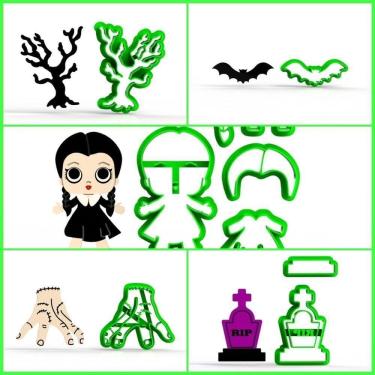 Imagem de Cortador Kit Wandinha Addams - 5 Modelos Tamanho 7 Cm