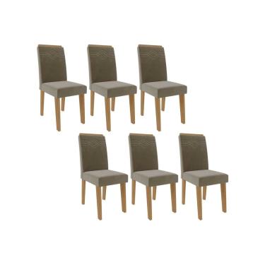 Imagem de Kit 6 Cadeiras Sala Jantar Taís 6 Un Nature/Suede Joli Chocolate - Cimol