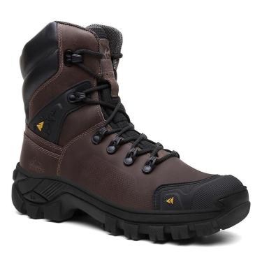 Imagem de Bota Adventure Masculina de Couro Nobre Cano Alto Confortável Biqueira Frontal Solado Costurado-Masculino