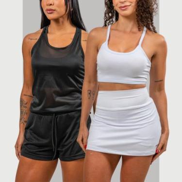 Imagem de Kit 2 Conjuntos Fit Academia Treino Dia Dia Shorts 2 Em 1 - PACO texti