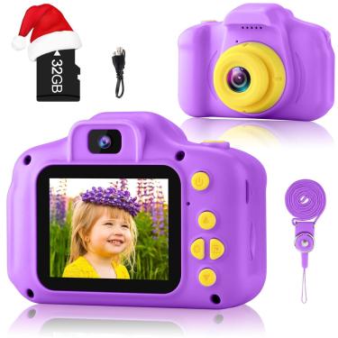 Imagem de Câmera infantil gktz Digital Video para crianças de 3 a 8 anos com 32 gb sd roxo