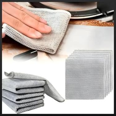 Imagem de Pano de Limpeza Metálico Reutilizável, Toalha de Lã de Aço, Malha de Limpeza Multiuso, Retira Resíduos para Lava Louça, Kit com 5 un, Alta durabilidade med. 20x20 cm