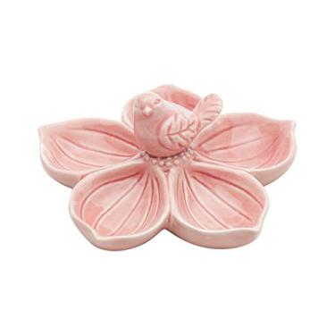 Imagem de PRATO DECORATIVO DE CERÂMICA FLOR DO CAMPO ROSA C/PÁSSARO 15,5x6,5cm