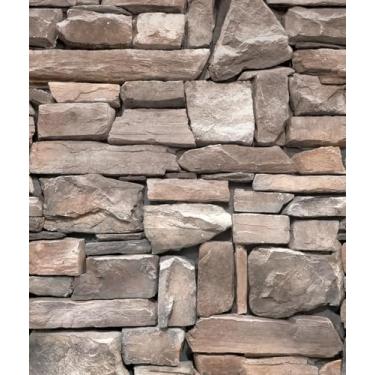 Imagem de tiltil Papel de parede Rock Peel and Stick Stone autoadesivo e removível papel de parede decoração de pedra papel de contato 45 x 200 cm vinil texturizado