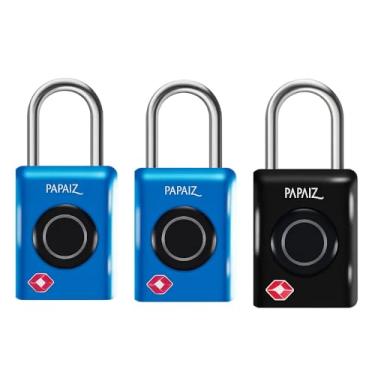 Imagem de Kit 3 Cadeados TSA Digital 35B 2x Azul e Preto com Biometria e Senha Numérica – Leitura Rápida e Alta Segurança para Viagens