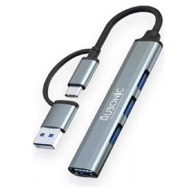 Imagem de Hub Hubonic USB - Type C E A,  Adaptador 2 Em 1 Co, 4 Portas USB 3.0, USB 5 Gbps, Liga De Alumínio Portátil, Tablet, Computador