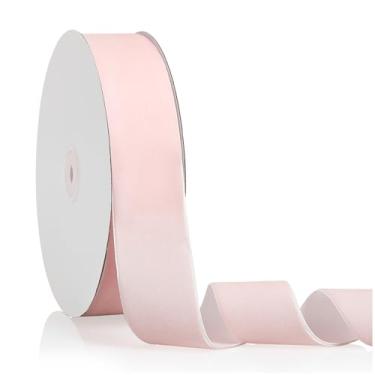 Imagem de Fita de veludo rosa bebê 3,8 cm x 20 jardas, fita de Natal perfeita para decoração de guirlanda de árvore de Natal, enfeites de artesanato artesanal, embrulho de presente e fabricação de laços