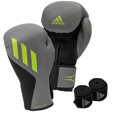 Imagem de Luva de Boxe adidas Speed TILT 150 e Bandagem 2,55m, Grafite, Amarelo,
