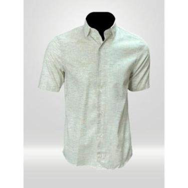 Imagem de Camisa Manga Curta Masculina Linho Verde Limão-Masculino