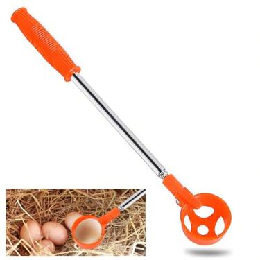 Imagem de Pegador de ovos para ovos de galinha – Ferramenta extensível de coleta de ovos de aço inoxidável com alça antiderrapante, ferramenta de colher de ovos de 195 cm para galinheiro, ninho de aves e uso