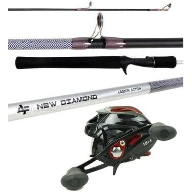 Imagem de Conjunto Vara Carbono New Diamond 1,68m 6-12lbs + Carretilha (Ref. 20)