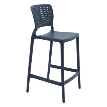 Imagem de Banqueta Alta para Cozinha Tramontina Serena Azul Navy em Polipropileno com Proteção Antimicrobiana