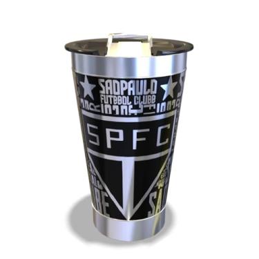 Imagem de Copo Térmico TIME São Paulo FC TRICOLOR, Preto, 473ml, com Tampa