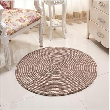 Imagem de Tinha Tapete Trançado Roud Ao Ar Livre Idoor Livig Quarto Estudo Cadeira De Computador Comida Tinha Tecido Reversível C Elevadores Cesta Cadeira Giratória Almofada, A, Diameter: 150cm