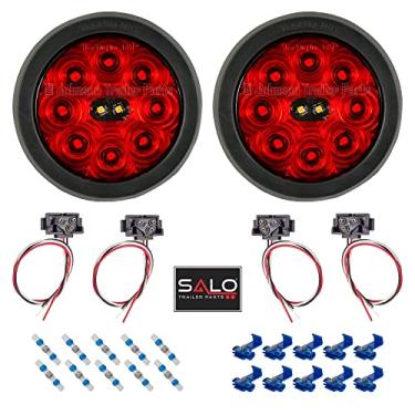 Imagem de Kit de luz traseira de LED – Luzes de freio de alta visibilidade de 10 cm com luzes invertidas | Para caminhões trailers RVs | Inclui conectores de fiação (montagem com ilhós)