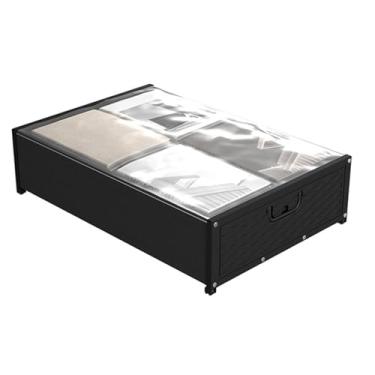 Imagem de Sob recipientes de armazenamento de cama com rodas Organizador de armazenamento de roupas reduzidas com janela transparente para roupas de cama de cobertor