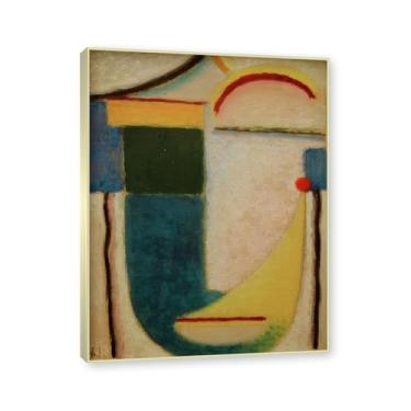 Imagem de NHLDZYH Moldura de champanhe. Impressões de arte Alexej von Jawlensky - Pintura de retrato - (cabeça abstrata 6) - Pôster de decoração de parede vintage. 40 x 50 cm - 15,8 x 19,7 pol