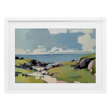 Imagem de Stupell Industries Impressão emoldurada branca Green Bay Breeze sob vidro por Elara Yasna, 43 x 58 cm