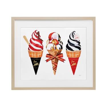 Imagem de Stupell Industries Cones de sorvete vermelhos e pretos Impressão emoldurada sob vidro design por Amanda Greenwood, 13 x 16