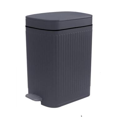 Imagem de Lata de lixo Feisco Small 10L com tampa, pedal e prensa tipo cinza