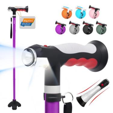 Imagem de Bastão de caminhada dobrável BigAlex com luzes LED para idosos