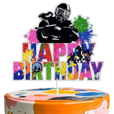 Imagem de Paintball Shooting Cake Decoration Colorful Design for Boys and Girls Perfect for Paintball Party Theme Paintball Sports Party Decor Ideal for Birthday Celebrations and Special Occasions