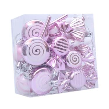 Imagem de Baoblaze 18 peças de enfeites de bola de Natal, enfeites pendurados para árvore de Natal, acessórios fofos para fotos, decoração criativa de Natal para o, Rosa
