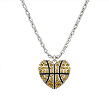Imagem de Colar de basquete Sportybella para mulheres, joias de basquete, colar com pingente de coração de basquete, para jogadores de basquete