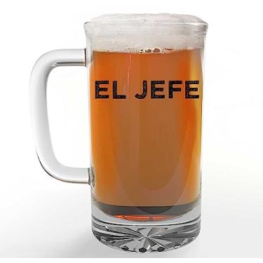 Imagem de Spotted Dog Company Caneca de cerveja impressa de 473 ml - El Jefe/The Boss - presente do dia do chefe, gerente diretor - Grit, presentes do Dia do Chefe Nacional Presentes engraçados para homens