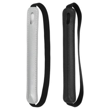 Imagem de PATIKIL 2 peças de suporte de caneta para tablet, capa universal retrátil para caneta, estojo elástico, bolso para lápis, bolsa protetora para tablet, notebook, preto/prata