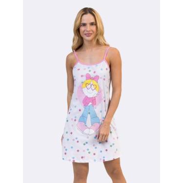 Imagem de Camisola de Alça Bia Faces Rosa - Veggi, Branco, PP, Feminino