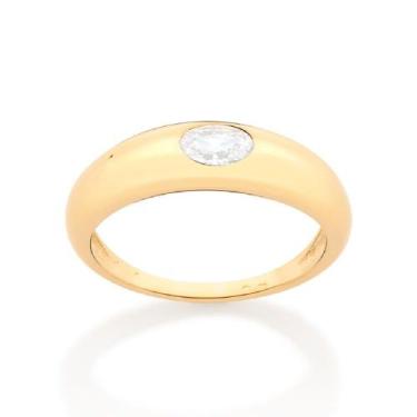 Imagem de Anel Rommanel Banhado Ouro Solitário Zircônia Giovanna Antonelli 51301