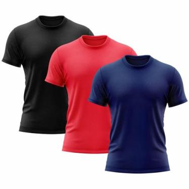 Imagem de Kit 3 Camisetas Masculina Manga Curta Dry Básica Lisa Proteção Solar U