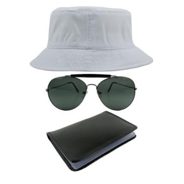 Imagem de Kit Chapéu Bucket, Óculos de Sol Piloto E Carteira Preta MD-25 - Odell
