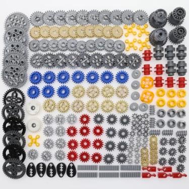 Imagem de Conjunto de 233 peças de peças técnicas: engrenagens, eixo, pino, conector, came, engrenagens sem-fim, peças de direção, diferencial e kit de motor – compatível com Lego Technic, peças de reposição