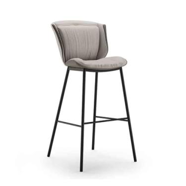 Imagem de Fácil montagem leve luxo ferro alto café bar moderno simples cadeira bancos frontais (cinza)