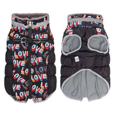Imagem de Casaco de inverno impermeável para cães com arnês, jaqueta refletiva quente para cães com zíper para clima frio, roupa de neve para cães pequenos, médios e grandes YRFN22S