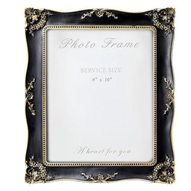 Imagem de Porta-retratos YEPOTUE preto 20x25cm vintage com vidro real