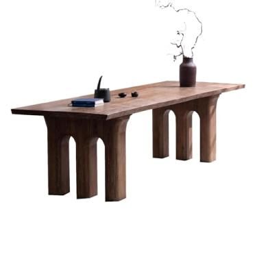 Imagem de Mesa para sentar e levantar Mesa de estudo rústica madeira freixo, estação trabalho, mesa jantar grande, conferência