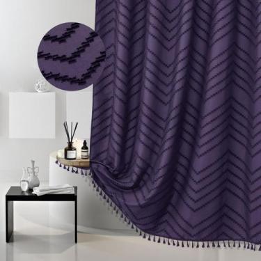 Imagem de Cortina de chuveiro Siiluminisoy Boho Roxo Escuro 180x180cm Tecido