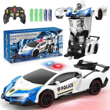 Imagem de Carro de controle remoto Dolanus Transforming Police Robot Blue