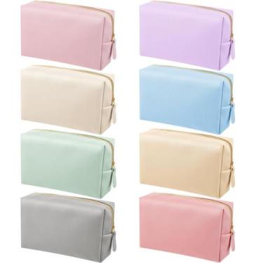 Imagem de Bolsa de maquiagem Dunzy, 8 peças, bolsa cosmética de couro PU, imperm