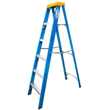 Imagem de Escada de Fibra e Alumínio Tesoura Simples Premium 1,80m 6 Degraus 120kg W.Bertolo