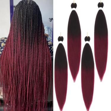 Imagem de Braiding Hair Sakkou Burgundy Ombre 70 cm, pré-esticado, 4 unidades