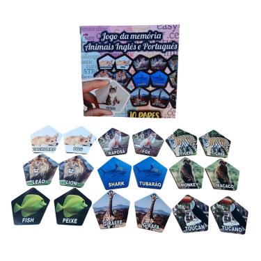 Imagem de Jogo da Memória Associando o Nome dos Animais 10 Pares