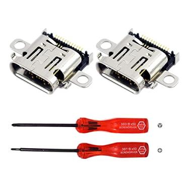 Imagem de Rinbers Pack of 2 USB Type-C Charging Port Power Charger DC Jack Socket Connector Replacement for Nintendo Switch NS 2017 Console HAC-001 with Opening Tool