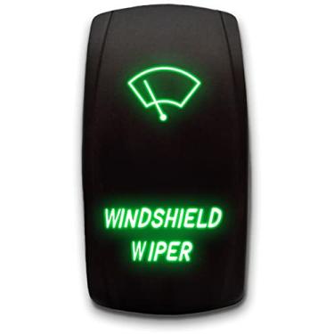 Imagem de Limpador de para-brisa - verde - interruptor de luz dupla - basculante LED gravado a laser Stark - 20A 12V ON/OFF 5 pinos
