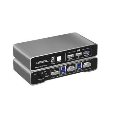 Imagem de Interruptor DP KVM para 2 computadores, 1 monitor DP 4K a 60Hz USB 3.0 com controle remoto