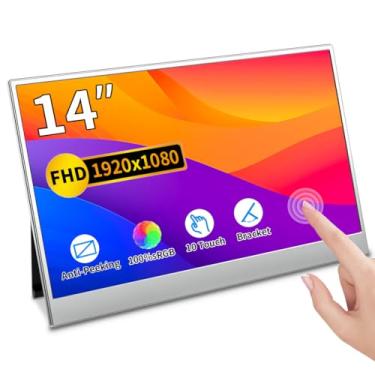 Imagem de Magedok Monitor portátil, monitor de tela sensível ao toque de 35.6 cm, FHD 1080p, tela 100% sRGB, com USB-C, HDMI, Mini DP, suporte dobrável, segunda tela para laptop/PC/telefone/console de jogos