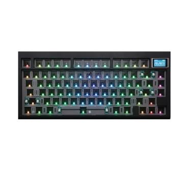 Imagem de BOYI GMK81 Teclado Barebones, VIA Montagem em Junta Programável BT5.0/2.4GHz/Tipo-C com 75% Tamanho Hot-Swap RGB Custom DIY Kit de Teclado Mecânico com Tela (GMK81-Preto)